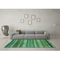 thumbnail image 3 of Ahgly Company Machine Washable Indoor Round Abstract Turquoise Blue Modern Area Rugs, 6' Round, 3 of 4