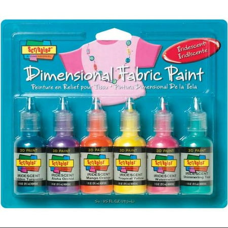 Scribbles Dimensional Fabric Paint 1 Ounce 6/Pkg-Iridescent