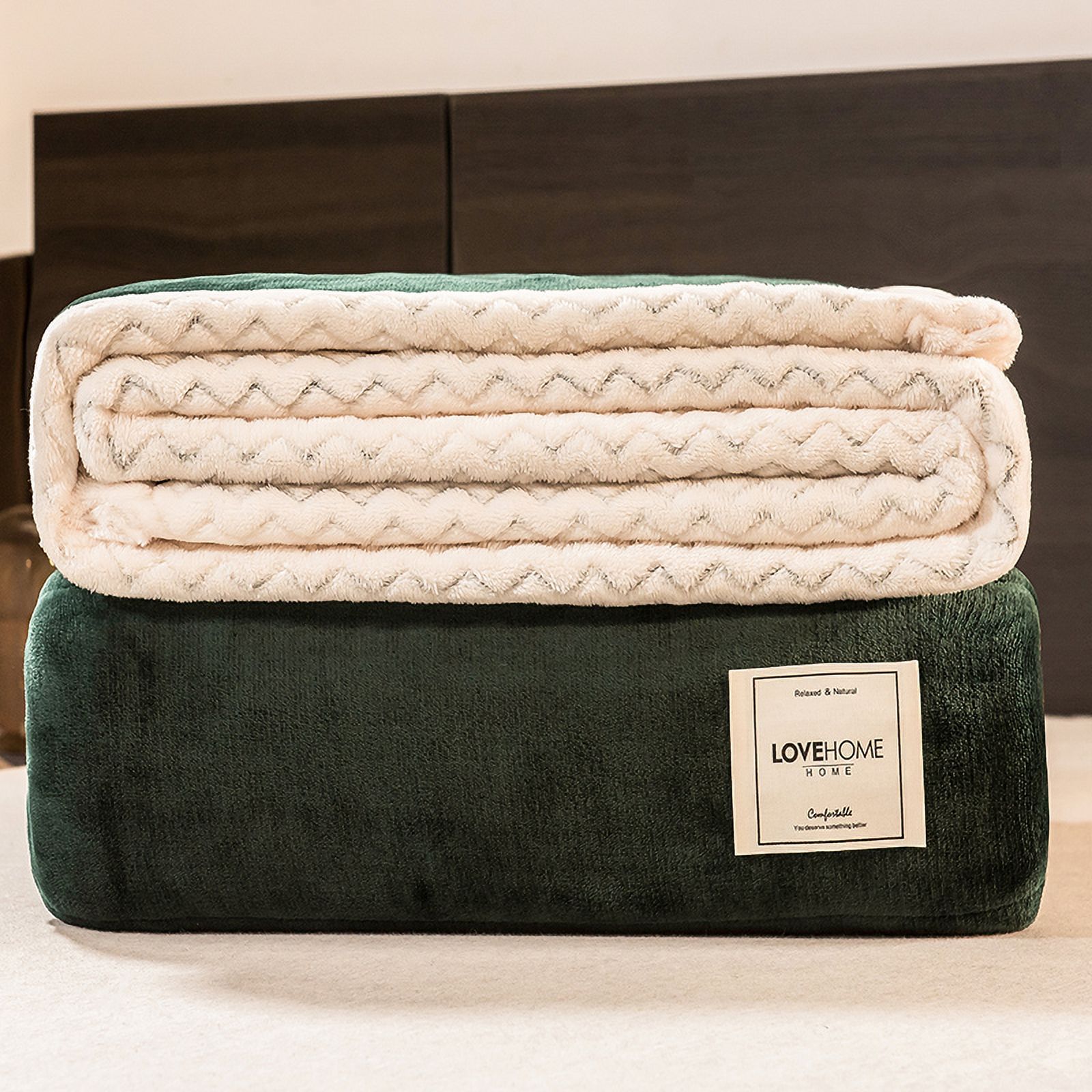 JOLUSERE Plush Sherpa Bed Blanket,60"x80"Reversible Throw Blanket for Bed Couch,Soft Blanket for Adults All Season,Green