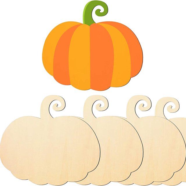 Recorte de calabaza de madera de 4 piezas, manualidades DIY, calabaza en blanco sin terminar para decoración de Halloween de Acción Baoblaze Recortes sin terminar