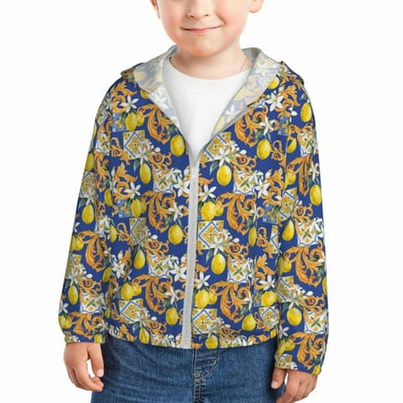

Zeuib Sicilian Style Print Girls & Boys Sun Protection Hoodie with UPF 50+ Children’s Quick-Dry Jacket Perfect for Outdoor Activities-4 Years