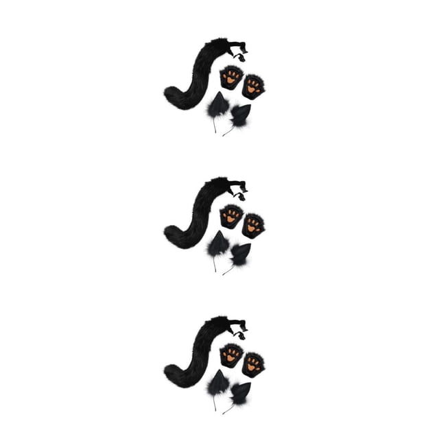 Sonducket Ears Tail Cosplay Props para Halloween Disfraces Fiestas Carnaval Negro Type1
