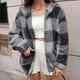 thumbnail image 1 of HongQid Womens Winter Coats Warm Plush Hooded Jackets Zip Up Button Cardigan Trendy Plaid Fleece Fuzzy Outerwear, 1 of 6