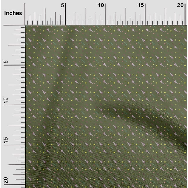 oneOone Polyester Lycra Fabric Dot|Zig Zag & Triangle Geometric Printed Fabric 1 Yard 56 Inch Wide