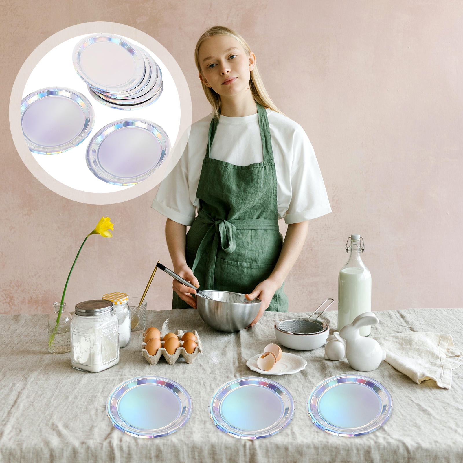 UPOUART 50Pcs Sturdy Paper Plates for Outdoor Parties 9.04Inch