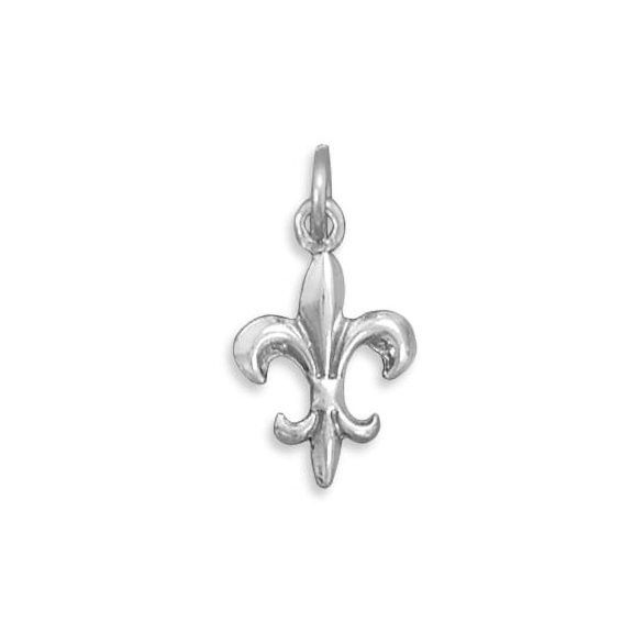 Fleur-de-lis Versant Sterling Silver Charm Pendant Sterling Silver, Made in the USA