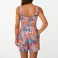 thumbnail image 2 of Women's Floral Smocked Romper, Sleeveless Square Neck, Pockets, Summer Jumpsuit, 2 of 5