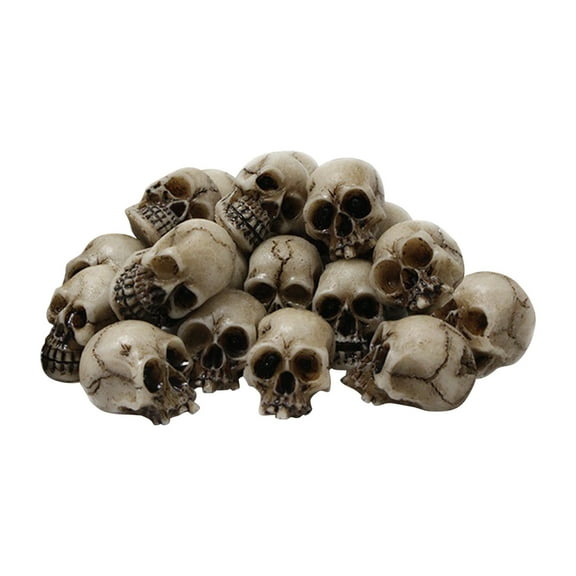 Holloyiver 20PCS Mini Skulls Heads Miniature Figurines, Small Plastic Realistic Halloween Skeleton Skulls Head Prank Props for Party Bar Home Table Decorations