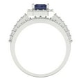 thumbnail image 4 of 2.22 ct Brilliant Emerald Cut Blue Sapphire 18K White Gold Halo Solitaire with Accents Engagement Bridal Wedding Ring Band Set size 10.25, 4 of 7