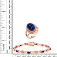 thumbnail image 2 of Gem Stone King 11.64 Ct Blue Simulated Sapphire 18K Rose Gold Plated Silver Ring and Bracelet Jewelry Set (Size 5), 2 of 3