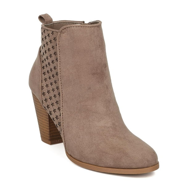 faux suede chunky heel booties