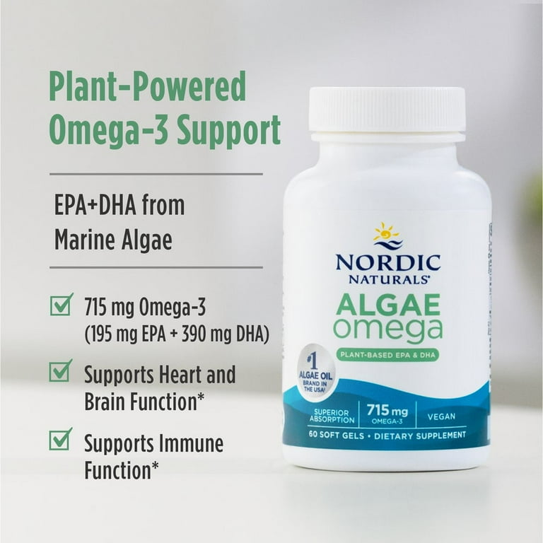 Nordic Naturals Vegan Algae Omega Softgels, Immune Support, 715 Mg