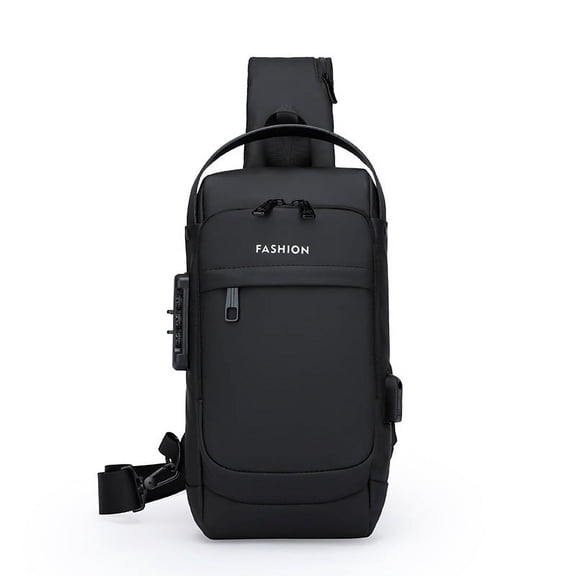 Travel Sling Bag Waterproof Crossbody Bag with Combination Lock Anti-Theft PU Leather Chest Bag with USB Charging Hole Shoulder Backpack Motorcycle Bags