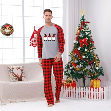 

Pajamas for Women KKCXFJX Parent-child Warm Christmas Set Printed Home Wear Pajamas Two-piece Dad Set