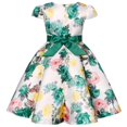 thumbnail image 7 of JIAYUE Girls Spring Summer Dresses Floral Short Sleeve Drop Shoulder Crew Neck Long A-Line Ball Gown For Kids Seasonal Everyday Wear, 7 of 7