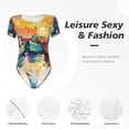 thumbnail image 4 of Fotbe Colorful Fishing Boats Pattern Women's Crew Neck Short Sleeves Bodysuit Tops Round Neck Slim Sleeveless Soft Comfortable Basic-Large, 4 of 7