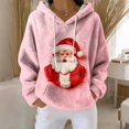 thumbnail image 6 of Womens Christmas Sweatshirts Flannel Fuzzy Hoodie for Women Oversized Fit Pocketed Long Sleeve Soft Sweaters (2XL, Xmas-Pink #A), 6 of 7