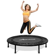 Rebounder Trampoline 40In Folding Trampoline Fitness Cardio Round Trampoline Aerobic Exercise Trainer Load Up To 120 kg Black