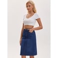 thumbnail image 2 of DARING DIVA Women's Slit Stretch Below Knee Length Denim Skirts Small Dark Blue, 2 of 7