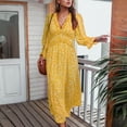 thumbnail image 5 of Odeerbi Dresses for Women 2025 Casual Maxi Dresses Erogenous Fashion V-Neck Floral Long Sleeve Flared Sleeve Long Dress Yellow, 5 of 6