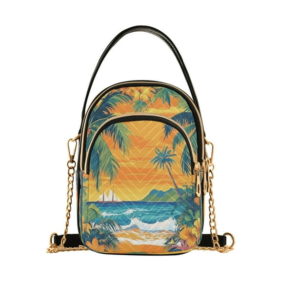 DIXRUYEE Cross Body Fashion Shoulder Waist Purse Bags Tropical Paradise at Dawn Pocket Handbags