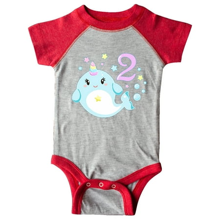 

Inktastic Happy 2nd Birthday with Cute Narwhal Stars and Bubbles Gift Baby Boy or Baby Girl Bodysuit