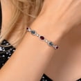 thumbnail image 4 of Gem Stone King 925 Sterling Silver Red Rhodolite Garnet and Green Mystic Topaz, Lab Grown Diamond Bracelet for Women | 5.10 Cttw | Gemstone January Birthstone | Oval 7X5MM | Fully Adjustable 9 inch, 4 of 6