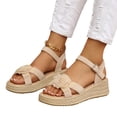 thumbnail image 2 of Domuza Women Sandals Adjustable Strap Flower Print Open Toe Sandals Summer Casual Beach Outdoor Holiday Shoes for Summer Beige 5.5（EU-36）, 2 of 4
