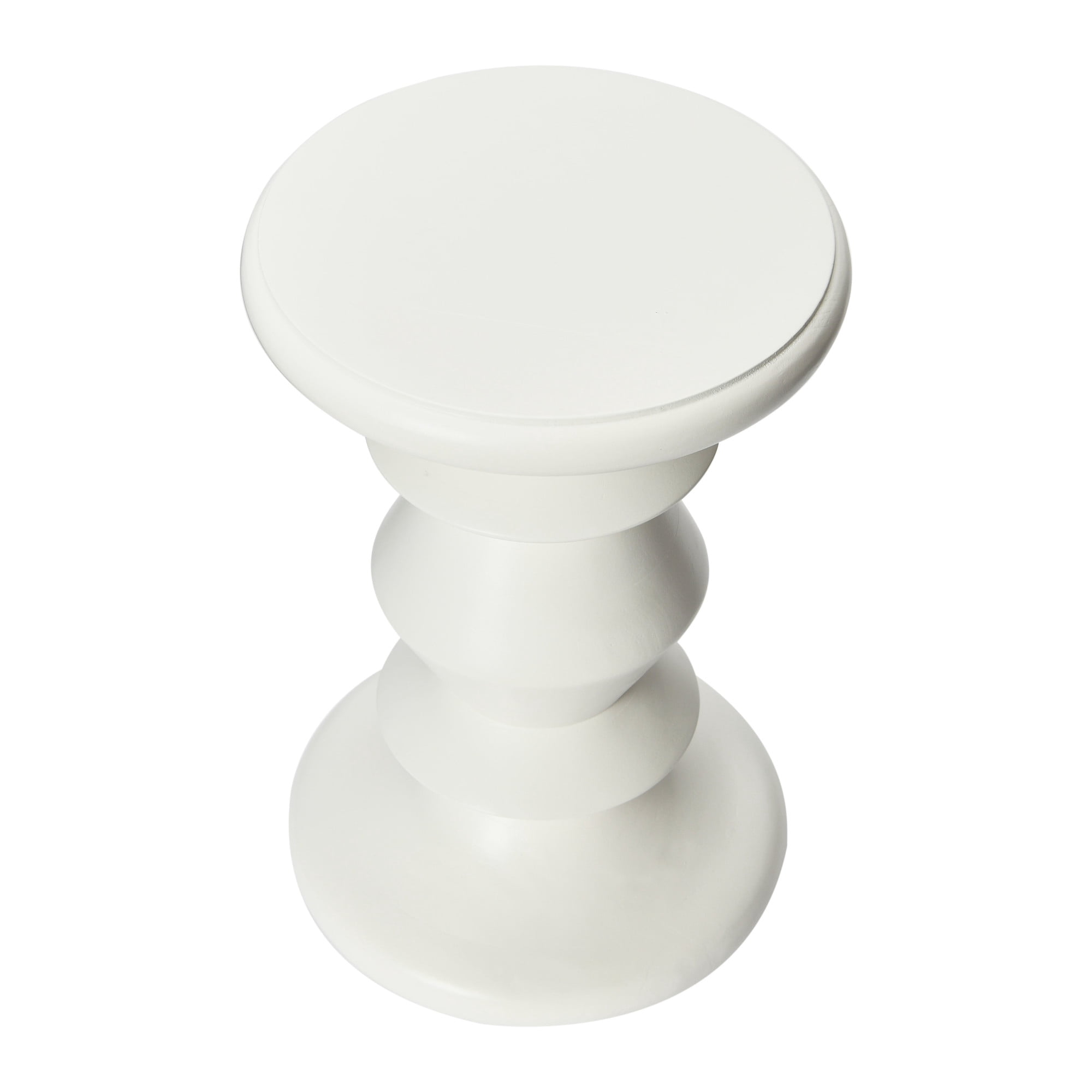 Creative Co-Op Berns Mid Century Modern Solid Wood End Table or Stool, Distressed White Finish