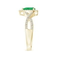 thumbnail image 4 of ANGARA Natural Twist Shank Pear Emerald Ring with Diamond Halo in 14K Yellow Gold for Women (Size-6x4mm) | May Birthstone, Birthday, Anniversary, Jewelry Gift for Women | Natural Emerald Ring, 4 of 9