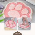 thumbnail image 3 of Cat Paw Bath Rug Bathroom Rug Bath Mat Non-Slip Soft Shower Rug Plush Microfiber Water Absorbent Thick Shaggy Floor Mats, Machine Washable, Pink, 3 of 7