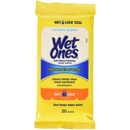 Wet Ones Antibacterial Citrus Scent Hand Wipes, 20 Ea, 6 Pack