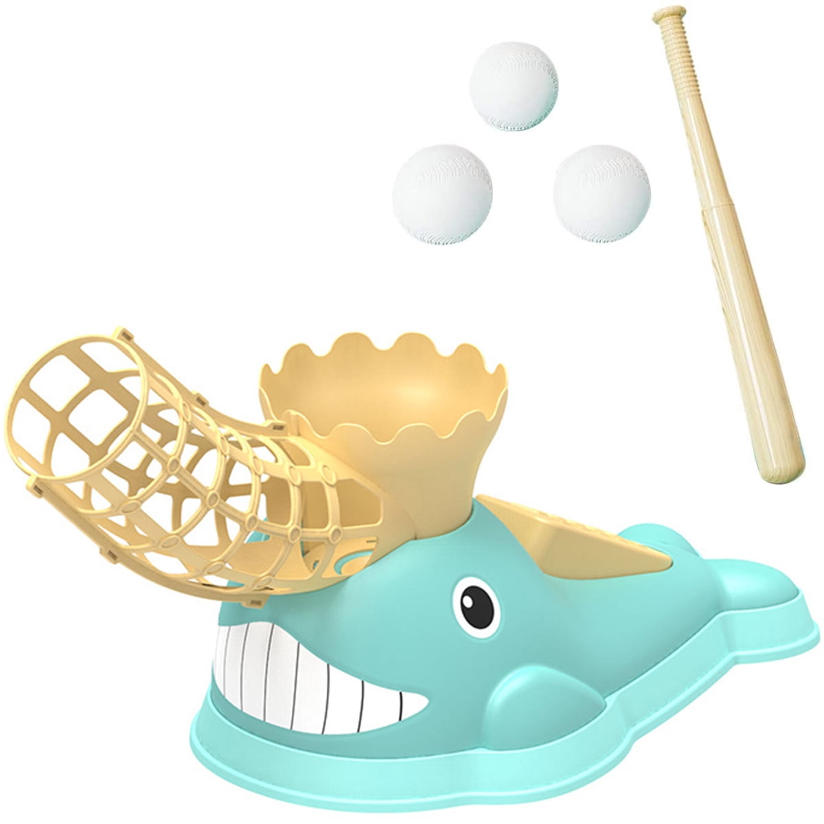 Kids Baseball Launcher Toys Kids Whale Baseball Pitching Machine Baseball Training Pitcher Game Baseball Launcher Machine Outdoor Toy Baseball Kids Toy with 3 Balls