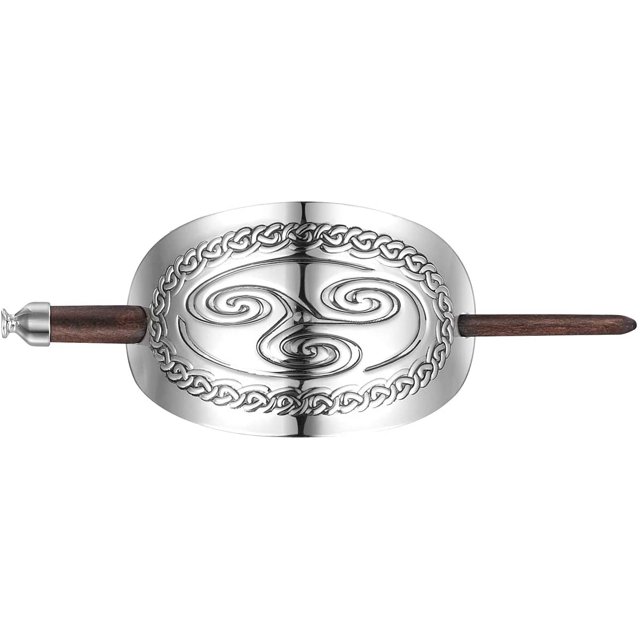 Horquilla vikinga TUNC pinzas de pelo celtas Metal ovalada con palillo para cabello grueso