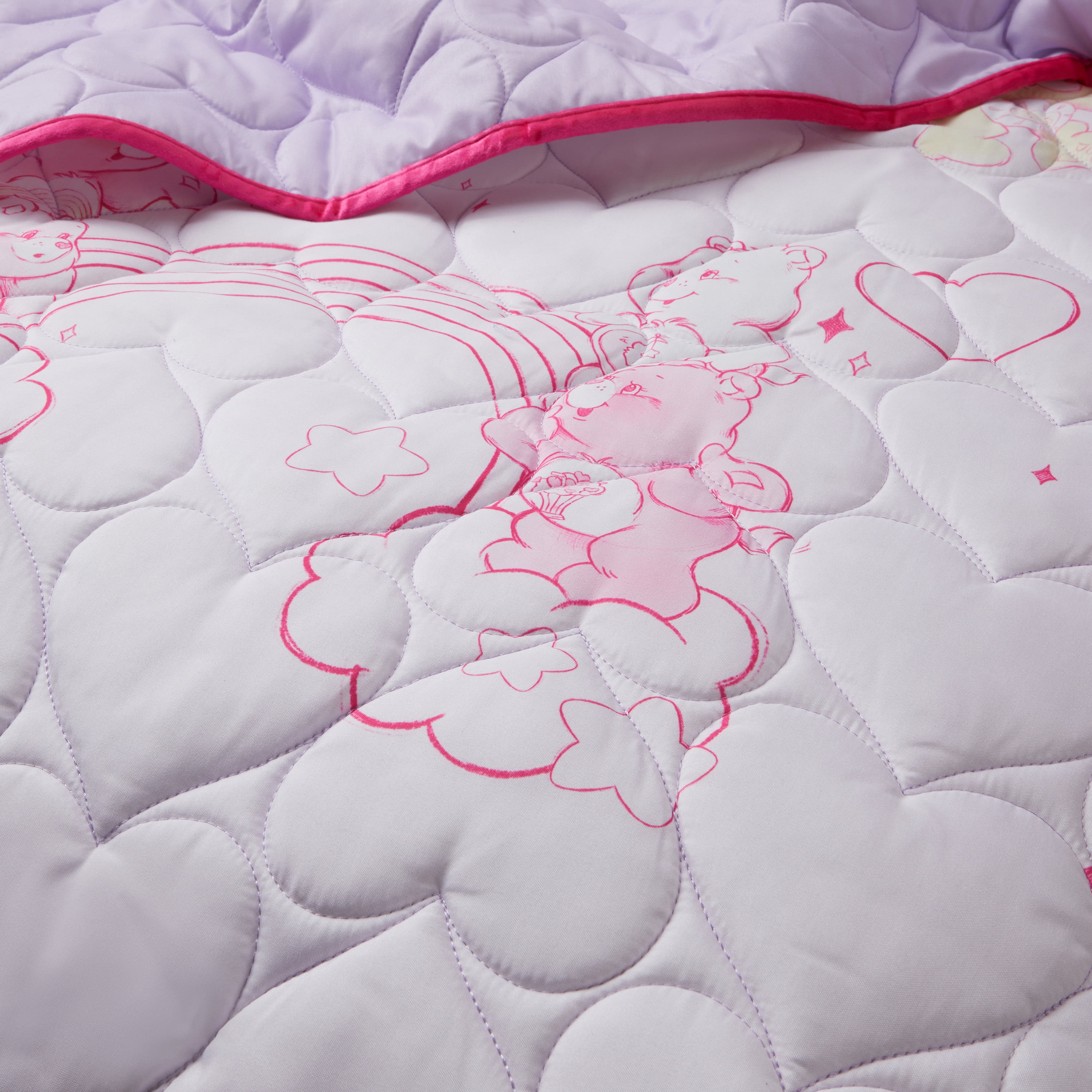 Care Bears Pink 3 Piece Quilt and Sham set, Queen
