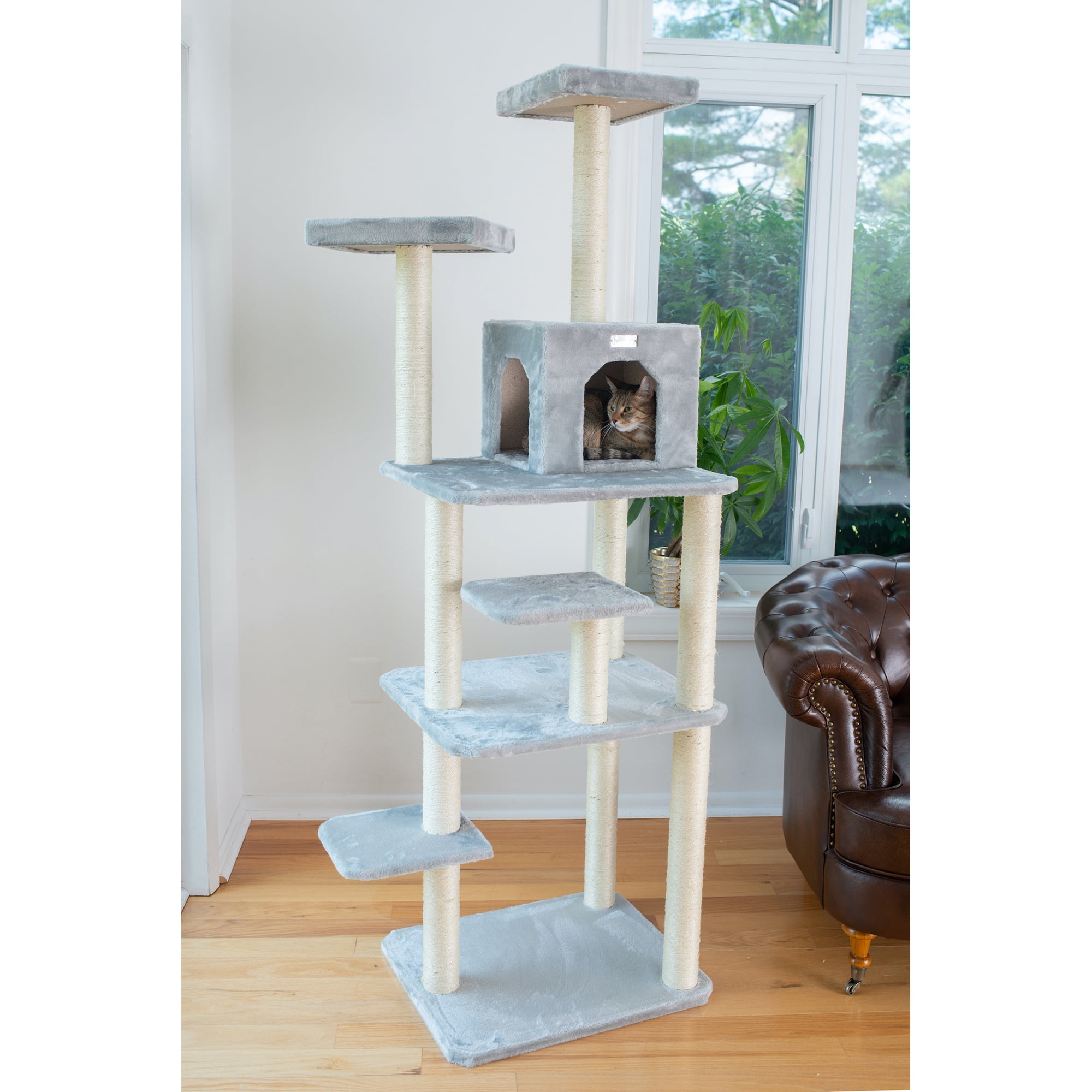 GleePet 74" Cat Tree GP78740822 Silver Gray 7 Levels