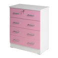 thumbnail image 2 of Better Home Products Cindy 4 Drawer Chest Wooden Dresser with Lock White and Pink, 2 of 7