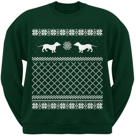 Dachshund Ugly Christmas Sweater Green Adult Crew Neck Sweatshirt Walmart