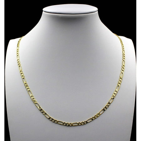 10K Solid Yellow Gold Figaro Link Chain Necklace 2MM 14" 16" 18" 20" 22" 24" 26"