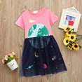 thumbnail image 5 of Girls Cartoon Dress Applique Party Dresses Space Planet Pattern Casual Cotton Short Sleeve Baby Clothing Baby Streetwear, 5 of 8