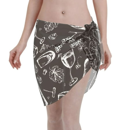 Bingfone Wine Seamless Women s Sarong Swimsuit Cover Ups Bathing Suit Coverups Chiffon Beach Wrap Skirts