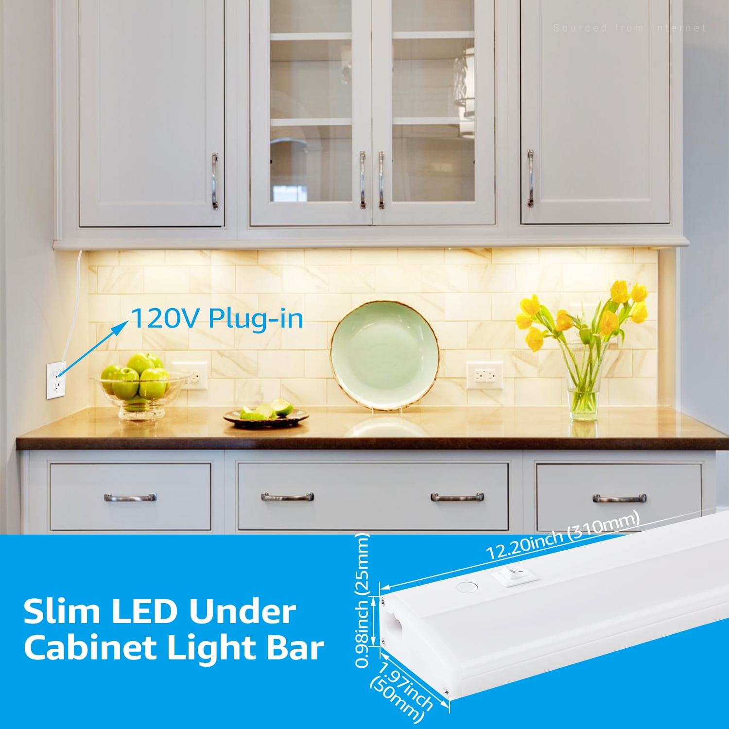 TORCHSTAR 8 Pack LED Closet Light, 16 Kitchen Under Cabinet Light, 8W  Linkable Closet Light, Plug-in Under Counter Light