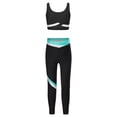 thumbnail image 3 of JanJean Girls Figure Skating Gymnastic Training Outfit Yoga Workout Suit Sleeveless U Neck Vest Top Black&Blue Green 10, 3 of 7