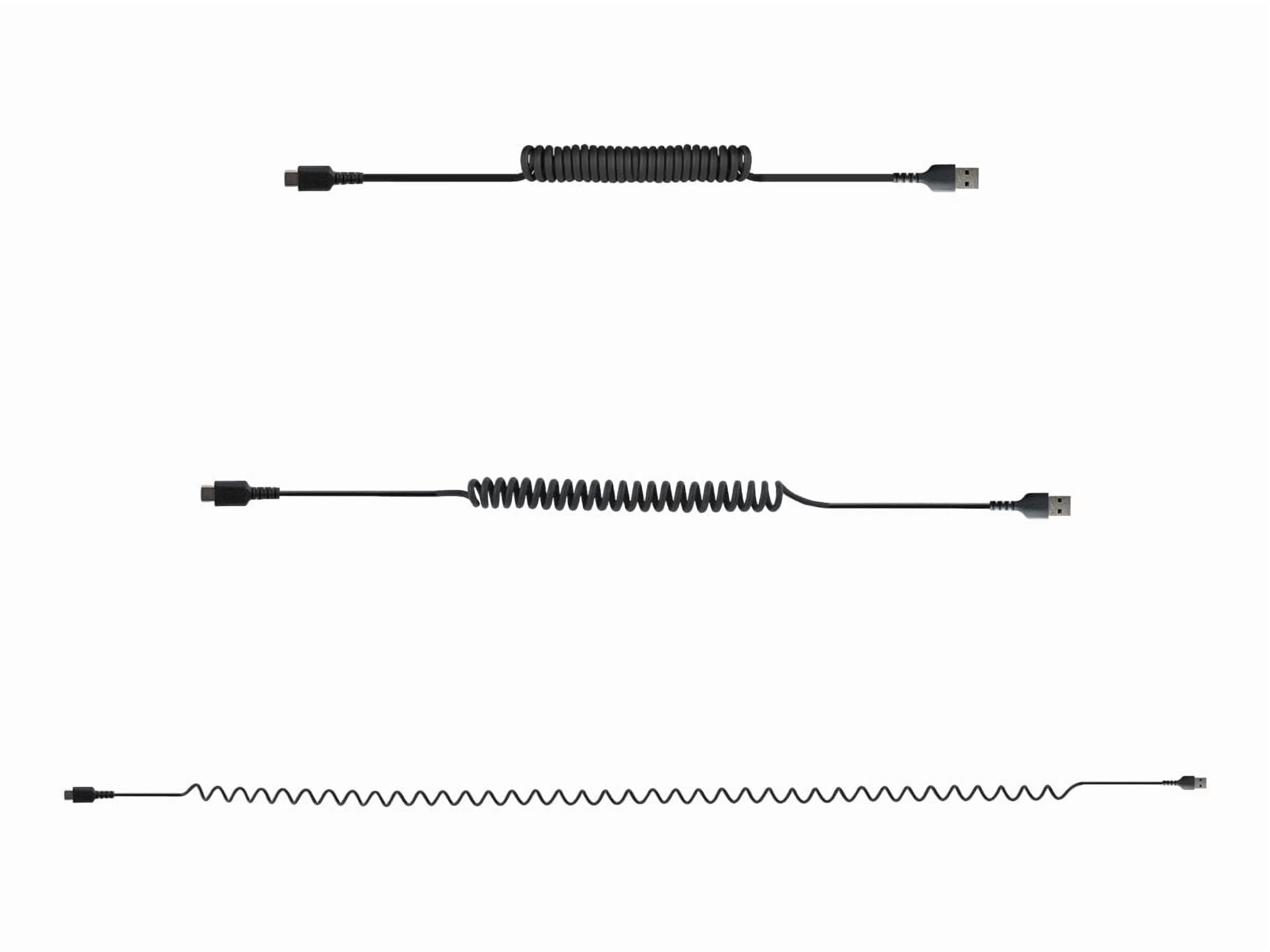 Startech 3ft 1m Usb A To C Cable Coiled Heavy Duty Usb 2.0 A To Type-c Durable Fast & Sync Usb-c Cable Black M/m R2acc1musbcable