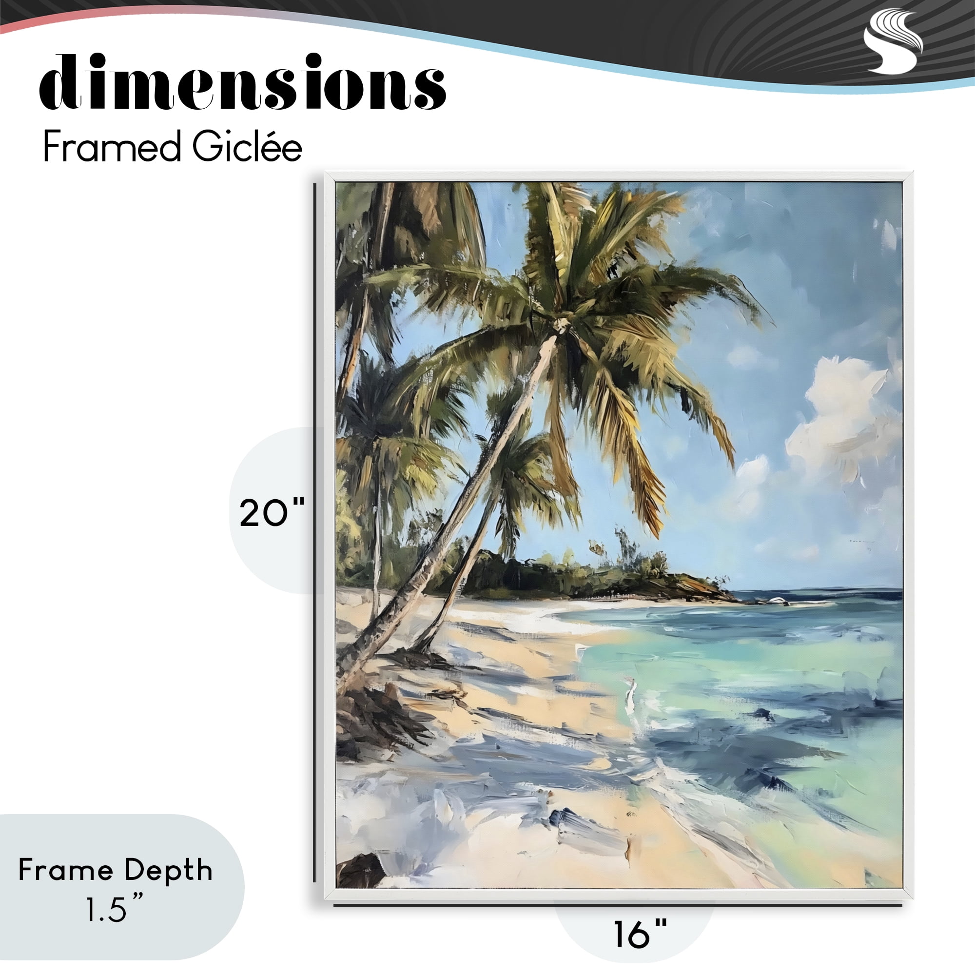 Stupell Industries Tropical Coastline Palm Frond Shadows White Framed Giclee Art, design by Franklyn Gregory