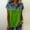 *Green, variant on ClodeEU Women's Notch Collar Patchwork Denim Short Sleeve Shirt ,Trendy Casual Blouse Green,Womens Plus S