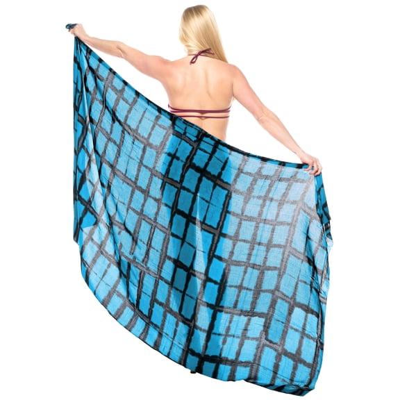 HAPPY BAY Women's Bikini Sarong Swimwear Swim Cover up Skirt Summer Wraps Swimsuit Beach Wrap Coverups for Women Beachwear One Size Cyan, Tie Dye