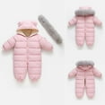 thumbnail image 4 of Ruyang Baby Boys Girls Puffer Snowsuit Winter Warm Quilted Down Jumpsuit Faux 𝐅𝐮𝐫 Hooded Zip Up Outfits Thermal 𝐎nesie, 4 of 5