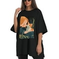 thumbnail image 4 of Plus Size Shirt for Women Oversized Black Tops for Women Short Sleeves Shirt for Women Girl And Cat3 T Shirt Crewneck Shirt for Women M, 4 of 5