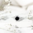 thumbnail image 4 of Lab Created Black Diamond Cocktail Ring with Moissanite, Nature Inspired Floral Ring, 14K White Gold, US 8.00, 4 of 9